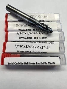 5pcs 5/16" Carbide 2 Flute Ball End Mills Tialn Coated,center-cutting 1006-BTN2F - Picture 1 of 2