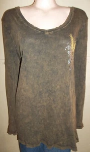 CENTRAL PARK PLUS SIZE LONG SLEEVE BROWN TIE DYE SHIRT XXL NEW - Picture 1 of 1