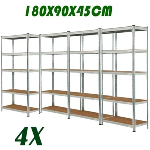 4X 5Tier Racking Shelf Heavy Duty Garage Shelving Storage Unit 180x90x45cm UKDC