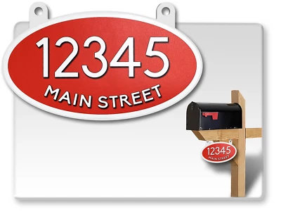 Curb-N-Sign® Hanging House Mailbox Address Numbers Sign, Oval, Reflective number - Image 1 of 4