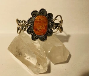 Kay Johnson Sterlingsilber Southwestern Armreif Armband * oranger Stein - Bild 1 von 12