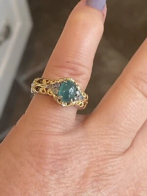 Gems en Vogue 纯银金色拥抱 Grandidierite & Alexandrite 戒指原样 — 第 1/4 张图片