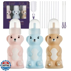 Special Supplies Honey Bear Straw Cup Long Straws, Squeezable Therapy and Spe - Picture 1 of 5