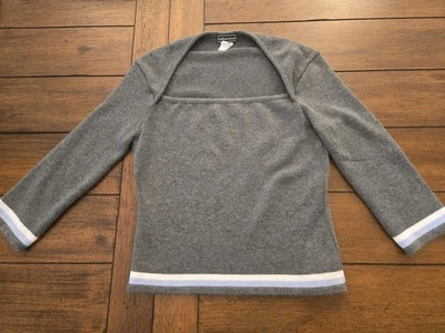 Take Out Women’s L Gray Striped Long Sleeve Sweater - Image 1 of 4