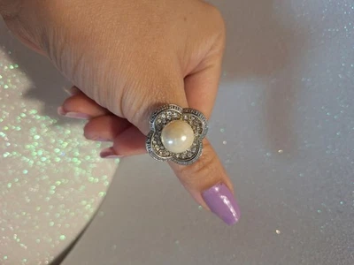 Anillo Perla Moda Acero Inoxidable Talla 9 Foto 1 de 4