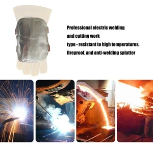 High Temperature Resistant Leather Welding Hand Gloves with Aluminum Coated Back - Picture 1 of 8