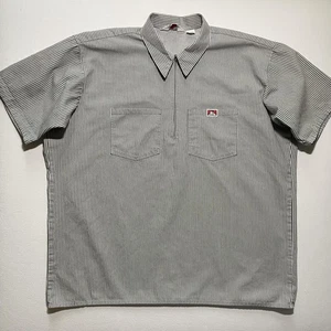 Vintage Ben Davis Shirt Mens 3XL Striped Workwear USA Zip Up Short Sleeve 90s - Picture 1 of 9