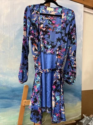Yumi Kim swept away Kimono Wrap dress 100% silk size large blue floral - Image 1 of 3