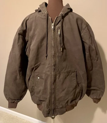 Abrigo Bomber para Hombres Roughneck de Cabela's M Tall Marrón Lona con Capucha Chaqueta con Cremallera Trabajo Foto 1 de 4