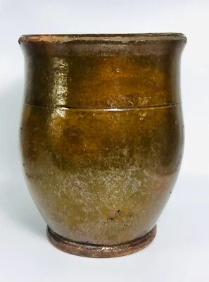 Antique Redware Vessel Vase Pot Incised Line Decoration Early American Unsigned - Image 1 of 4