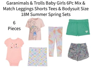 Garanimals & Trolls Baby Girls 6Pc Mix & Match Legging Shorts Tee & Bodysuit 18M - Picture 1 of 17