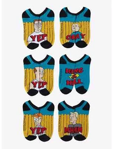 King Of The Hill Yep Okay No-Show Socks 6 Pair NEW /w Tags Fits shoe size 5-10 - Picture 1 of 3