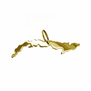 Kettenanhänger in der Form von der Landkarte Kuba in massiv 333 Gelbgold - Bild 1 von 2