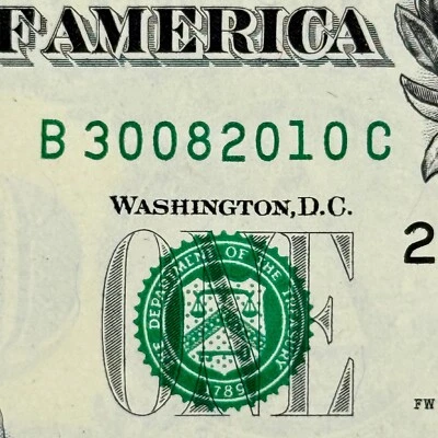 30th of August 2010 Birthday Dollar Bill NEW Uncirculated Fancy Serial Number - Image 1 of 3