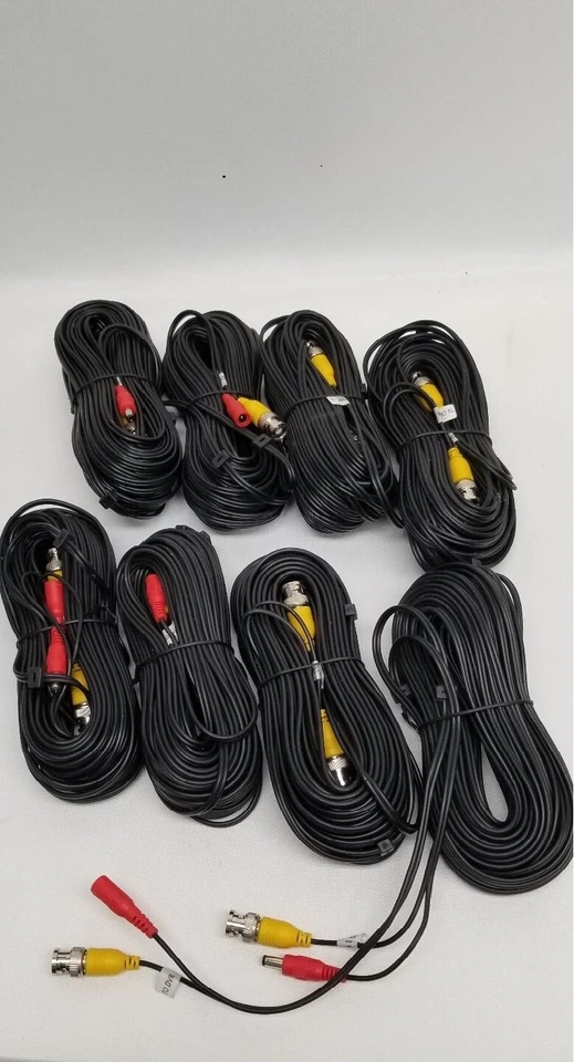 ***NUEVO*** LOTE DE 8 cables CCTV de alimentación siameses BNC DC nuevos negros 60'!!! Foto 1 de 1