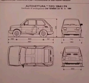 FIAT 126 A1 SCHEDA OMOLOGAZIONE originale 1971 ASI AGGIORNAMENTO 1984 - Imagen 1 de 7