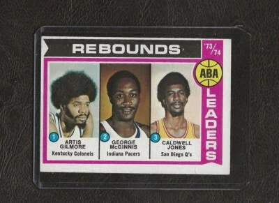 1974-75 Topps Basketball #211 ABA Rebound Leaders, Gilmore, McGinnis, HOF, NM! - Image 1 of 2
