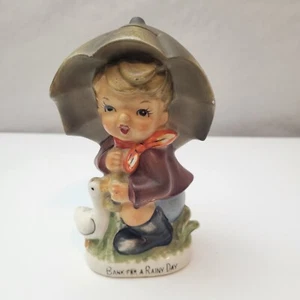 Wales Bank For A Rainy Day Vintage Child Figurine Bank - Picture 1 of 7