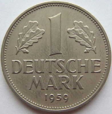 Coin Federal Republic Of Germany 1 Deutsche Mark 1959 F In Uncirculated - Image 1 of 2