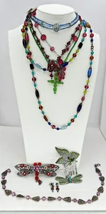 Libelle Modeschmuck Halsketten Halsband Haarspange Perlen Strass Konvolut - Bild 1 von 16