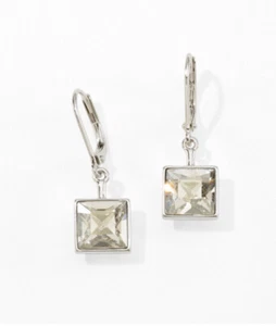 💎Touchstone Crystal Earrings 1” Drop Rhodium Silver Shade New Condition - Picture 1 of 10