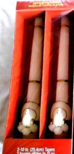 Lot of (2) New in Box Thanksgiving Turkey Fall Gold Ringed Candles Tapers  - Picture 1 of 4