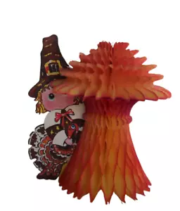 Vtg Thanksgiving pilgrim turkey honeycomb paper table centerpiece Denmark - Picture 1 of 8
