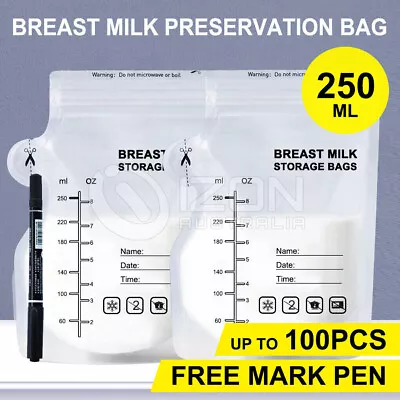 Breast Milk Storage Bags Pre-Sterilised Freezing Pouches Baby BPA Free Easy Pour • 15.96$