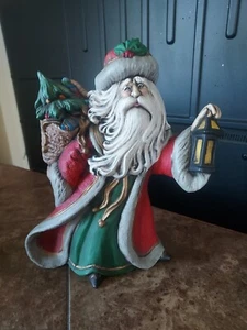 Vintage Santa Ceramic Mold Hand Painted w/ Gift 10" Free Shipping - Picture 1 of 9