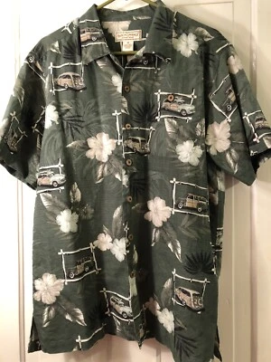 BOCA CLASSICS ISLAND WEAR SHIRT SIZE MEDIUM GREEN WOODY TROPICAL 100% SILK - Image 1 of 4