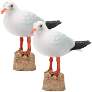 Estatuilla de pájaro gaviota de plástico para decoración de gaviota pequeña para el hogar 2 piezas - Imagen 1 de 12
