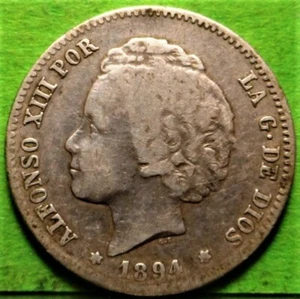 ALFONSO XIII, 1 Peseta, 1894, Ag - Picture 1 of 2