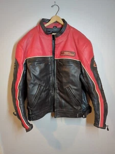 First Racing Red & Black Leather Motorcycle Jacket Size XL - Picture 1 of 15