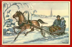 ESTLAND PFERD UND SCHLITTEN VINTAGE POSTKARTE 392 - Bild 1 von 2
