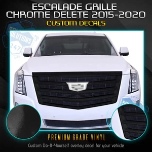 Fits 2015-2020 Escalade Grille Trim Vinyl Chrome Delete Blackout Glossy Black - Bild 1 von 4