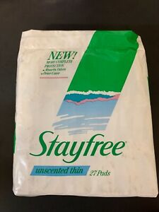 Vintage Stayfree Unscented Thin 27 Pads New Old Stock Unopened