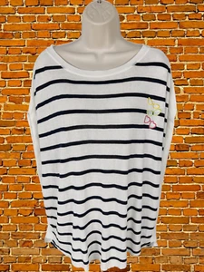 WOMENS NEXT SIZE LARGE L WHITE/BLACK STRIPE SUNGLASSES CASUAL TUNIC JUMPER TOP - Picture 1 of 4
