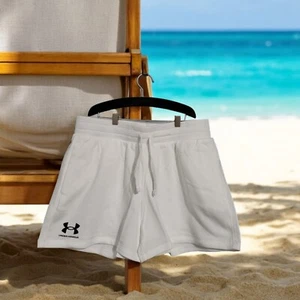 Under Armour UA Rival Terry Shorts Damen L – weiß Baumwolle lockere Passform neu mit Etikett - Bild 1 von 7