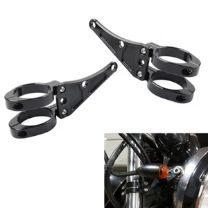 41MM Motorrad Scheinwerfer Halterung Clamp Gabel Rohr Halter Für Harley Schwarz - Picture 1 of 10