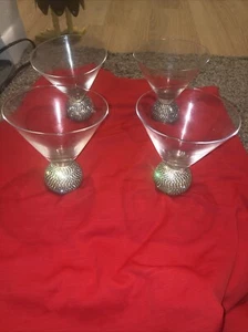 SET OF 4 STEMLESS RHINESTONE BALL BASE COCKTAIL GLASSES BLING - Picture 1 of 4