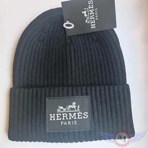 Hermes Cappello Uomo Donna Originale Premium Invernale Caldo Nero - Foto 1 di 4