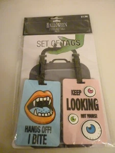 Mouth and Eyes Halloween Luggage/Backpack Tags NIP - Picture 1 of 2