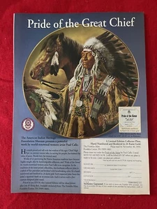 Vintage 1993 Franklin Mint Chief High Pipe/Sioux Print Ad- Artist Paul Calle - Picture 1 of 7