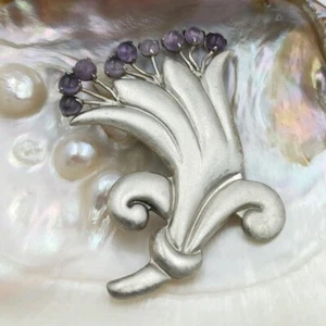 Vintage CORO Amethysts silver Brooch Made in Mexico, 1945-1950s, 23,1g. - Picture 1 of 11