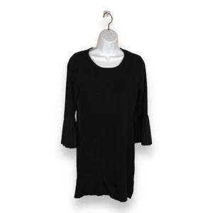 XS NEW YORK AND COMPANY BLACK DRESS KNIT ACCENT BELL SLEEVE GOTH GLAM - Picture 1 of 11
