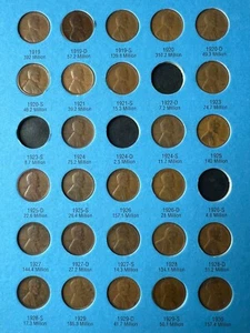 26 WHEAT CENTS COINS FROM 1909-1940 WHEAT CENT/PENNY FOLDER (PAGE 2) NO FOLDER - Picture 1 of 1
