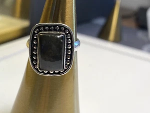 Sterling Silver 925 Ring Labradorite 5.85g Size Q - Picture 1 of 6