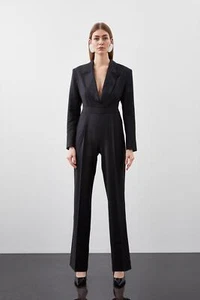 Nuevo con etiquetas Mono Blazer Karen Millen Mezcla de Lana Escote Curvo A Medida Talla 8 PVP £289 - Imagen 1 de 5