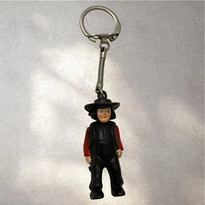 Vtg 80s Quaker Amish Farmer Mennonite Keychain Key Ring Chain Backpack Key Clip - Picture 1 of 7
