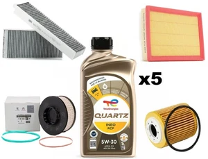 KIT TAGLIANDO PEUGEOT 3008 1.5 BLUE HDI 4 FILTRI ORIGINALI 5 LT TOTAL INEO 5W30 - Foto 1 di 4